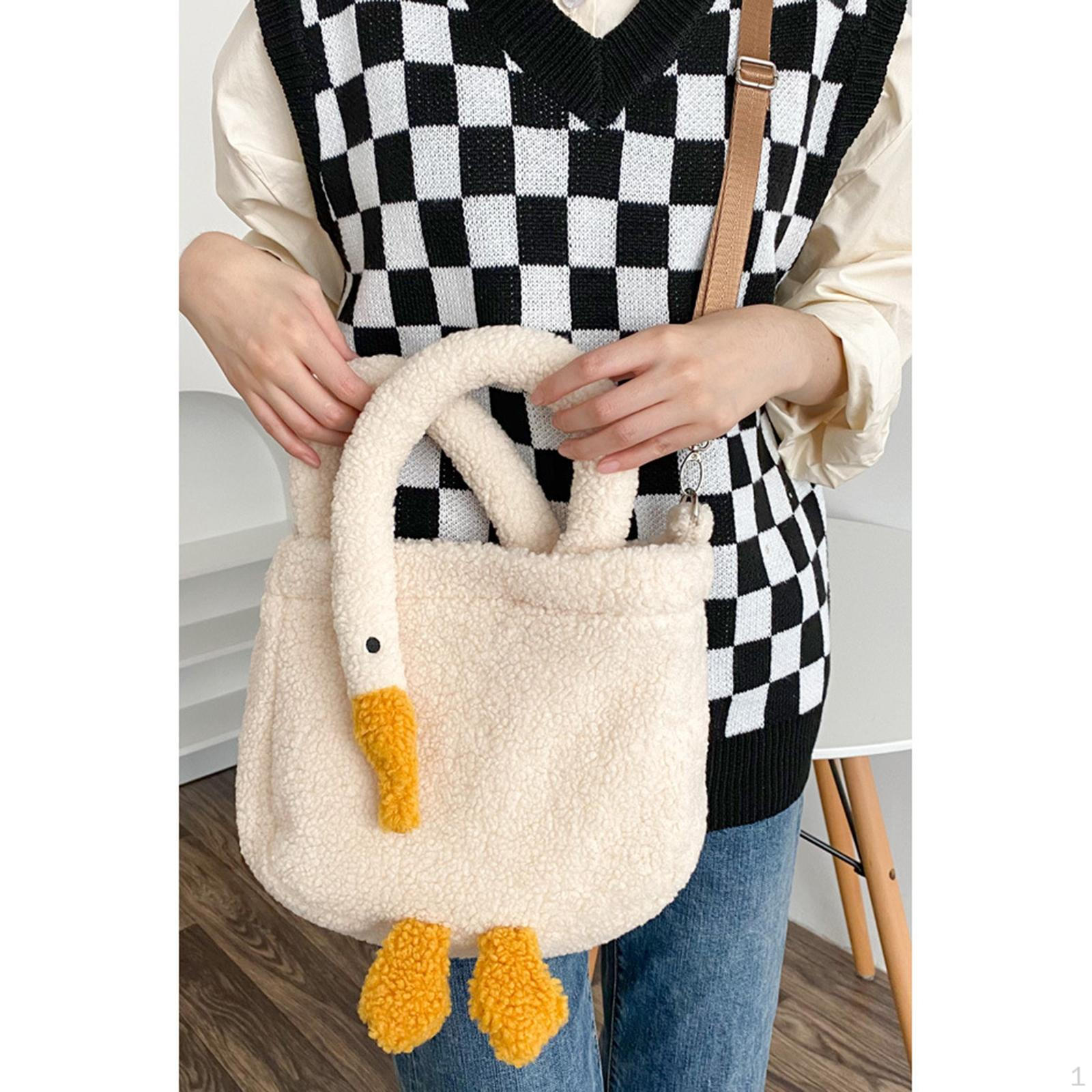 

Сумка через плечо Goose, милая, мягкая, плюшевая, мультяшная, женская, для девочек, кошелек with strap