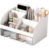 6-compartment Desk Organizer with 2 Drawers, Plastic Cosmetic Storage, Desktop Organizer Set, Pencil Holder, Perfect for Storage