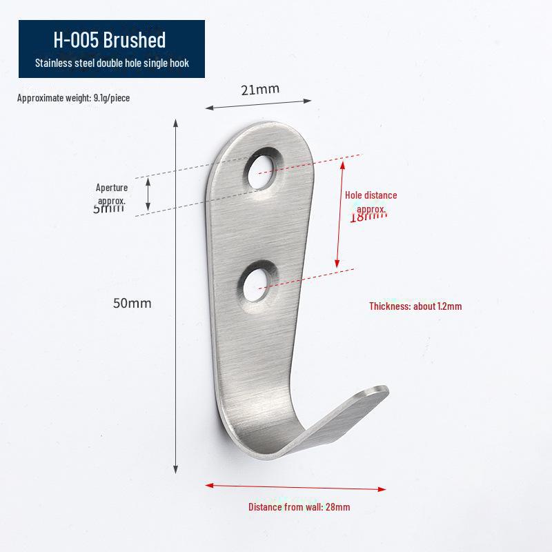 Black Stainless Steel Wall-Mounted Hook for Bathroom, Kitchen, or Door