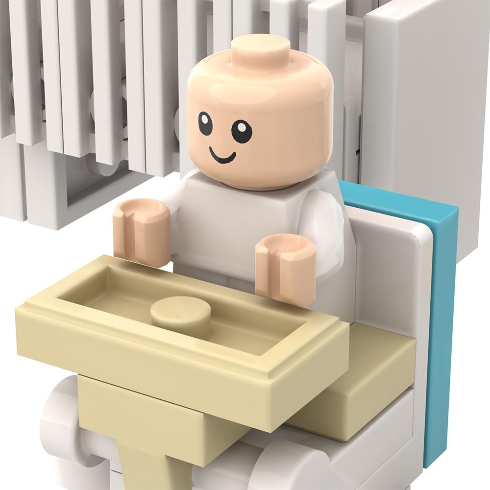 MOOXI City Babyzimmer Set 53 Teile MOC Steine Gitterbett Baby Esstisch Stuhl Figuren Teile Bausteine Kinderspielzeug für Kinder Geschenk