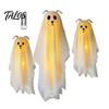 Playful Ghost for Indoor Parties 3 Pcs Lighted Dog Hanging Ornaments, Spooky Halloween Outdoor Flying Yard Ornaments Gauze with LED Light Tree