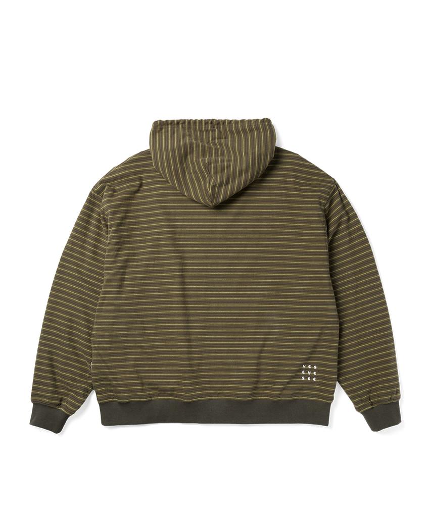 Yeseyesee Y.E.S Stripe Single Zip-Up Hoodie Khaki