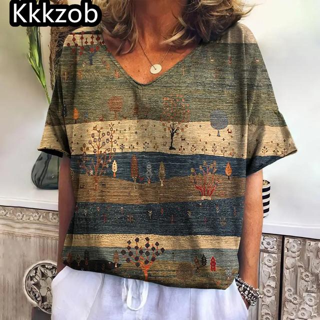 Damska koszulka z krótkim rękawem i dekoltem w serek, mały motyl, nadruk 3D, topy damskie, luźna, oversize'owa koszulka Street Beat