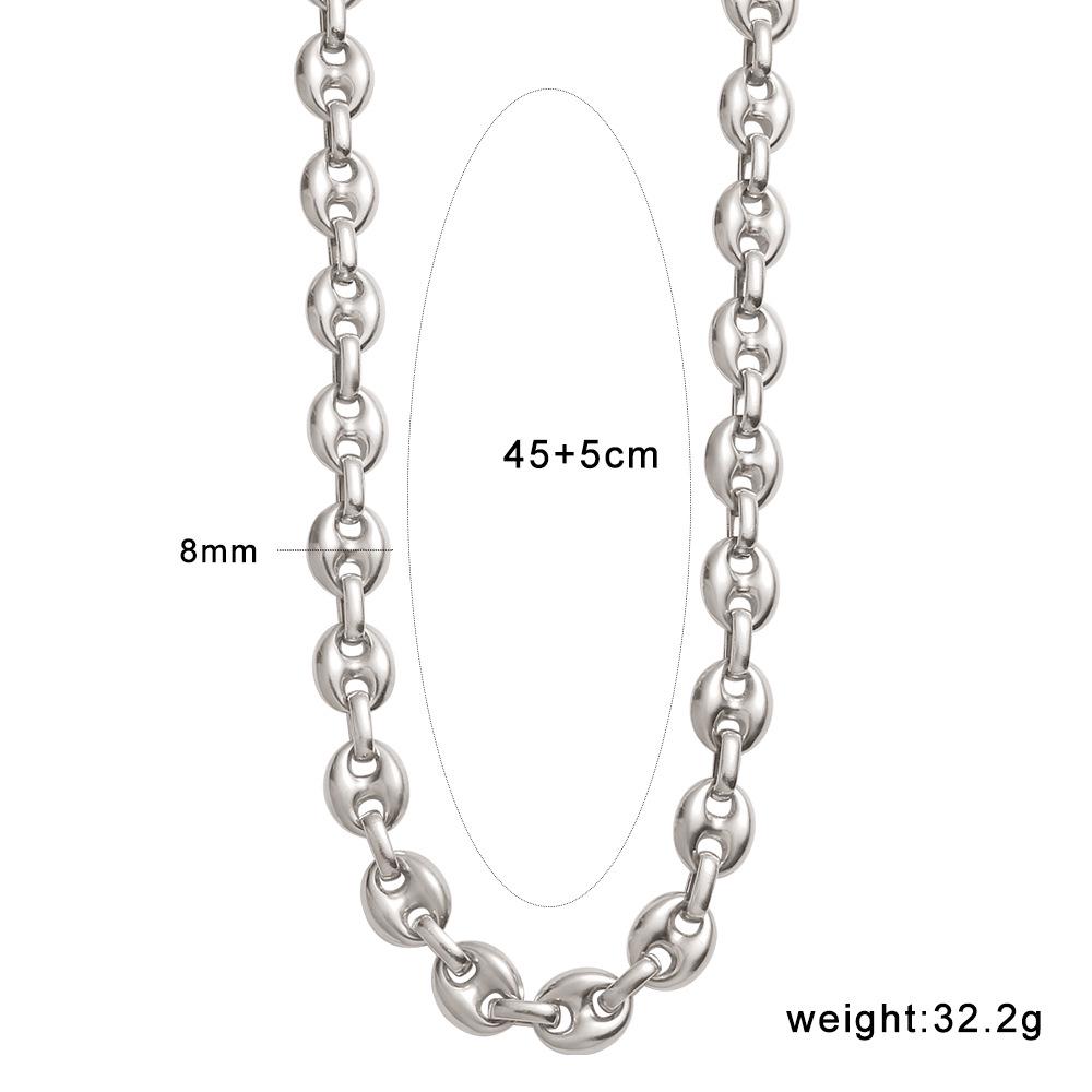 18K Coffee Bean Hip Hop Stainless Steel Necklace Bracelet