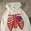 Y2K Gothic Women Oversized Hoodie Skull Print Street Fashion Loose Zipper Sweatshirt Hip Hop Harajuku Trend