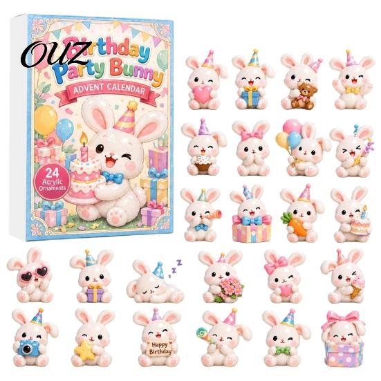 Creative Holiday Gifts for Rabbit Lovers 2026 Bunny Advent Calendar, 24 Days Acrylic Ornaments Christmas Countdown Decorative Animal Charms