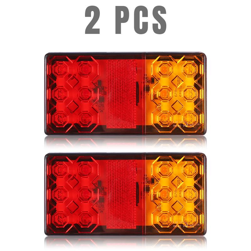 12 LED Tail Brake Light Square Signal Lamp Stop Warning Reverse Light For Car Truck Trailer Tractor Bus ATV RV Lorry Van 12V 24V