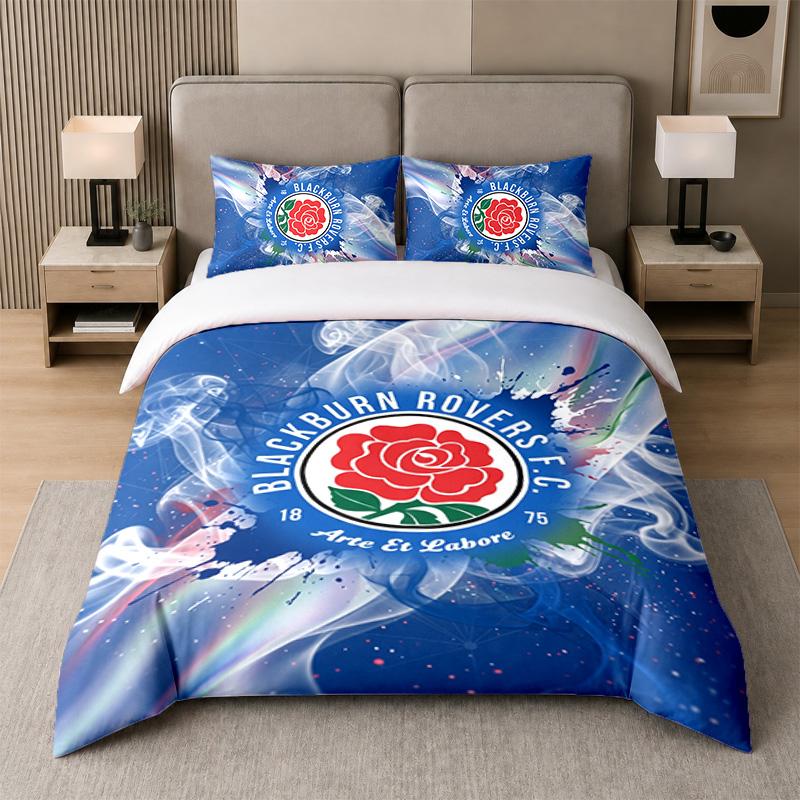 3Pcs Bedding SetBlackburn Rovers Football Soft Bed Sheet and Two Pillowcases Home Bedroom Decor