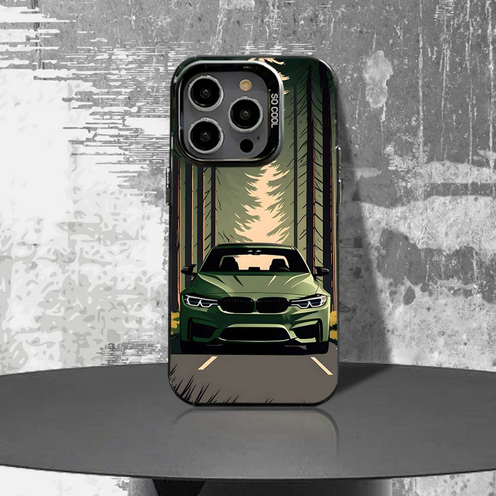 Cool Car Phone Case For iPhone 16,15,14,13,12,11,Pro,XS,Max,Plus,Mini,SE4,E B-BM-WES Black Matte Shockproof Cover