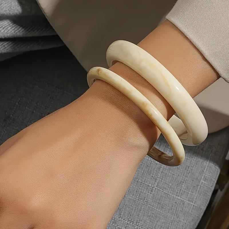 

2pcs Retro Brown Resin Bangles Acrylic Marble Bracelet For Women Fashion Party Jewelry Gifts
