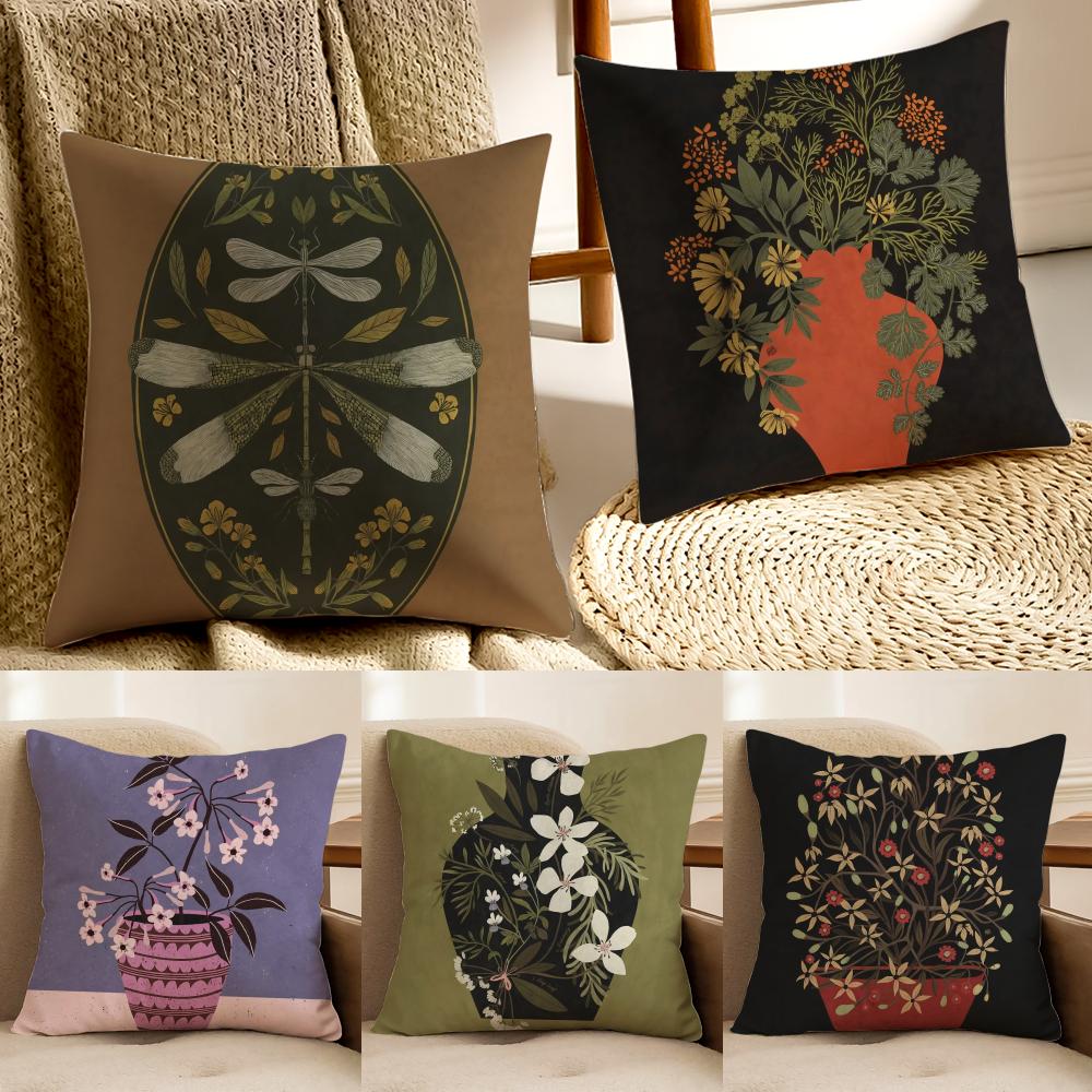 Vintage vase print Cushion Cover Pillowcase Antidustmite living Room Sofa Decor Cushion Room