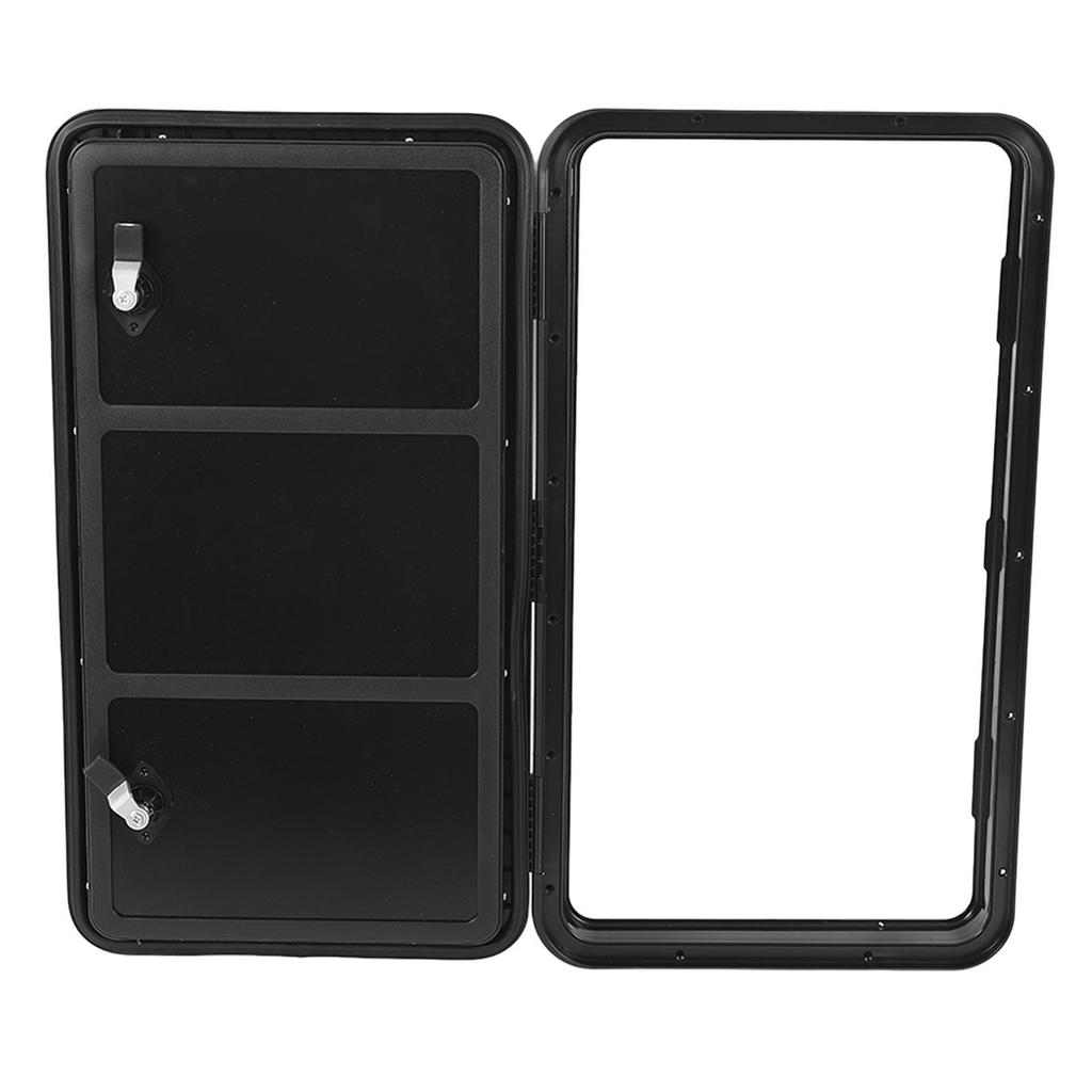 RV Baggage Door with Double Lock and Key Square Rounded Corner Access Storage Door for Camper Motorhome Black