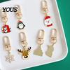 Elk Hanging Ornaments Cartoon Christmas Keychain, Enamel Santa Snowman Snowflake Bag Charm, Charm Xmas Theme Pendant for Backpacks Handbags