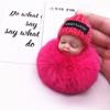 Keyrings Women Girl Pompom Keyrings Plush Doll Keychains Fluffy Plush Doll Sleeping Baby Keychain
