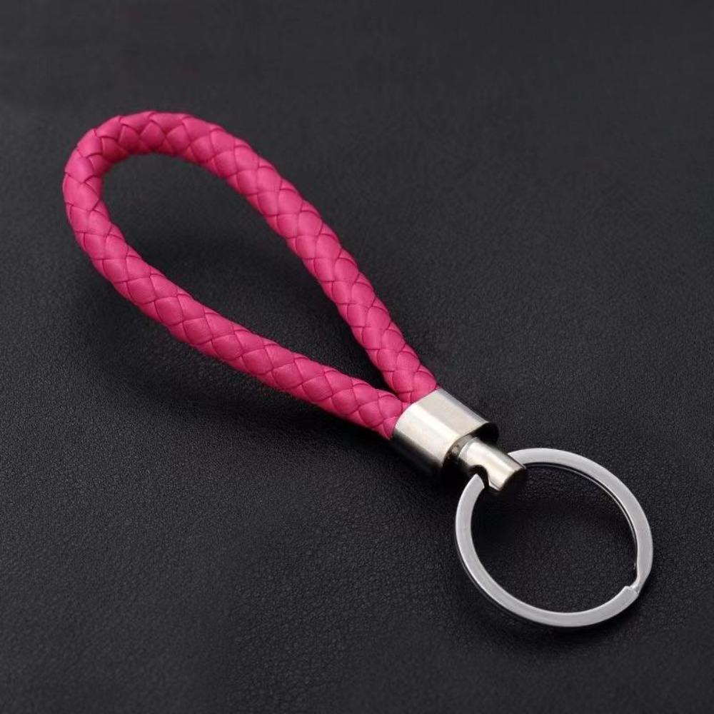Unisex DIY PU Leather Braided Keychain Woven Rope Pendant Key Ring for Car Bag