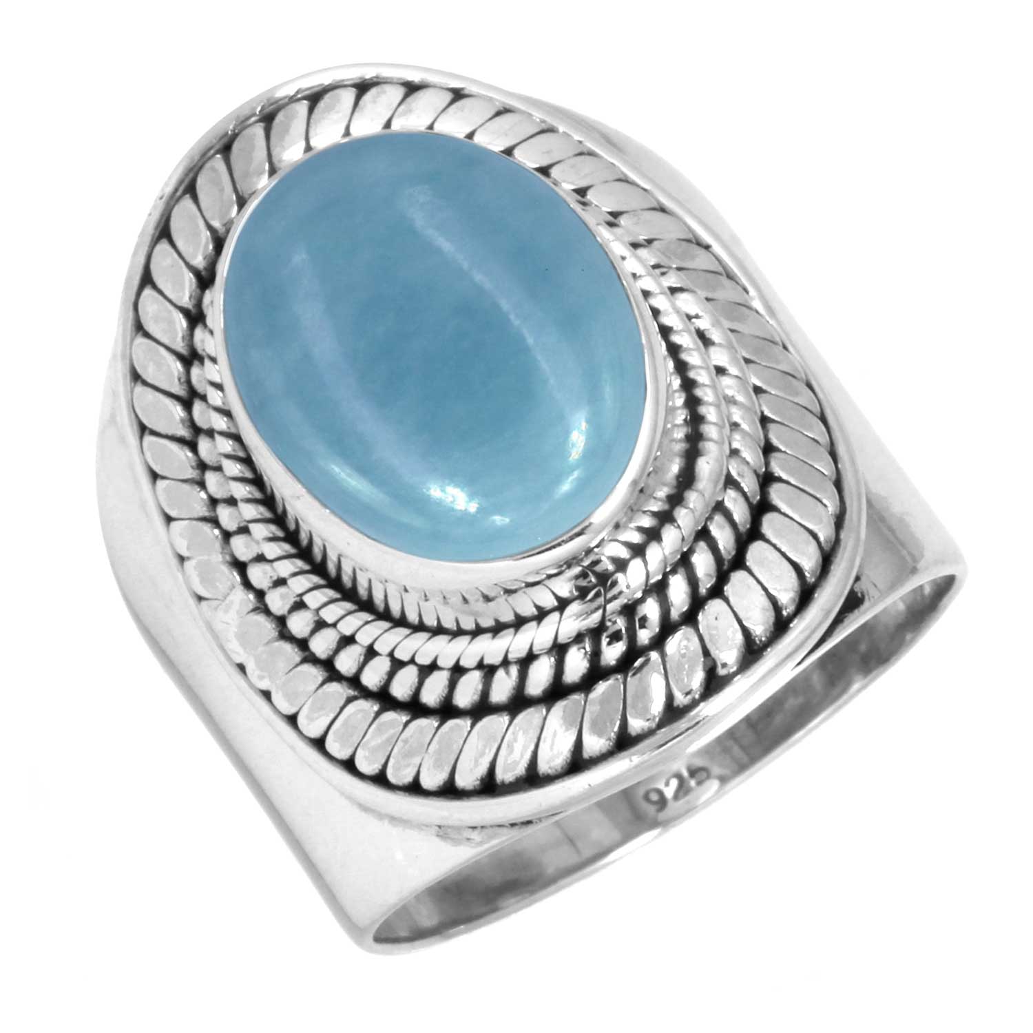 

Кольцо из стерлингового серебра 925 пробы Женское с драгоценным камнем Ручной работы Ювелирное изделие Подарок на помолвку Амазонит Ангелит Голубой опал Ботсванский агат Мохавский азурит Хризоколла Бохо 7.5