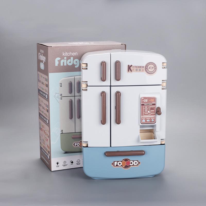 

Детская мини-кухня для ролевых игр, игрушечный холодильник с двойной дверцей и миниатюрной едой