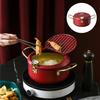 Frying Pot Japanese Style Tempura Fryer Pan with , Lid, Drainage Rack