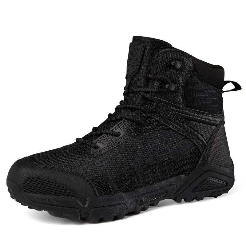 Breathable Desert Hiking Boots Mens High Top Outdoor Climbing Army Shoes Lightweight Tactical Combat Boots Anti-locking