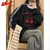 Warrior Women's Color-block Cherry Letter Print Loose-Fit Sweatshirt