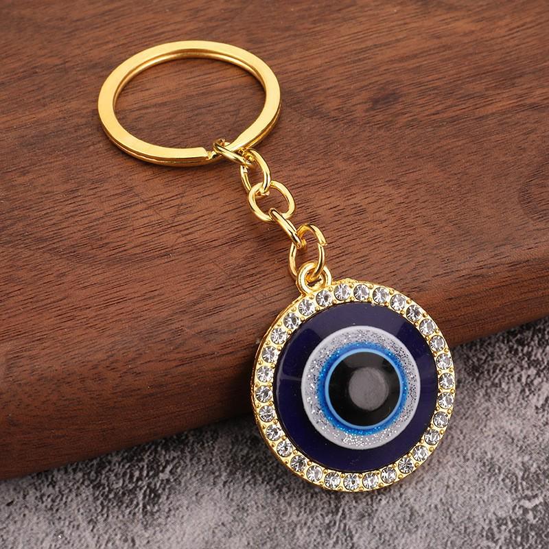 Blue-Eyed Owl Evil Eye Retro Charm Keychain Pendant