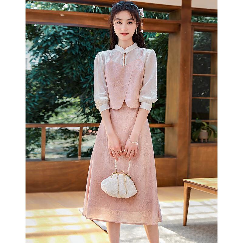 

Elegant Minimalist Women s Long-Sleeve Top & Mid-Length Skirt Set XL
