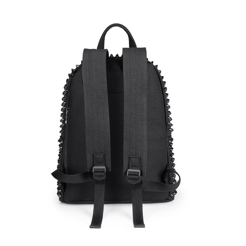 Jierotyx Fashion Female Women Backpacks Rivet Black Soft Washed Leather Bag Schoolbags Girls Punk Bags Travel Zipper Discount
