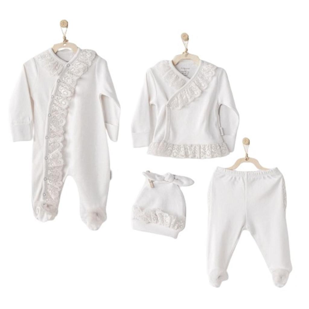 Andywawa AC24264 Chic Girl 4 Piece Hospital Exit Ecru