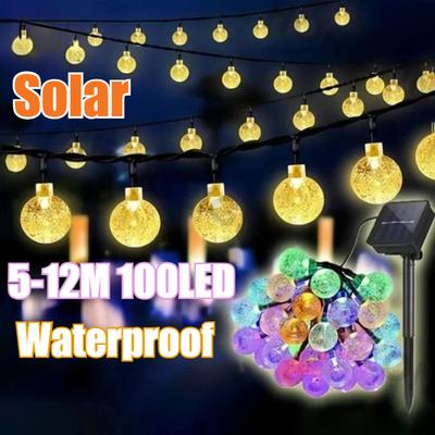 Solar Crystal Globe LED String Lights LED 8 Lighting Modes IP65 Fairy Light Christmas Garland For Garden Party Decor