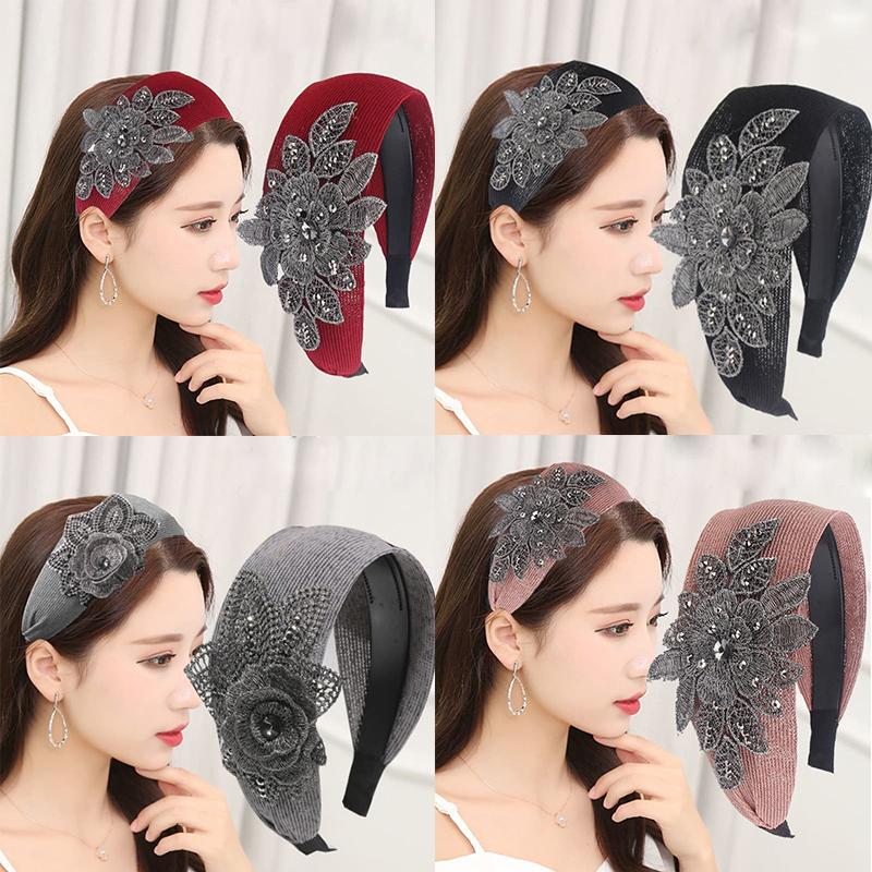 Wide-Brimmed Hairpin Non-Slip Breathable Large Flower Simple Headband Hair Band