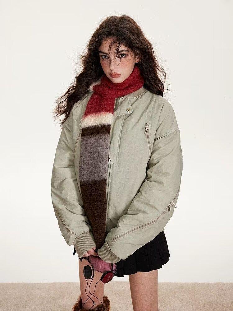 Winter Fashion Versatile Loose Bomber Jacket with Stand-up Collar for Couples