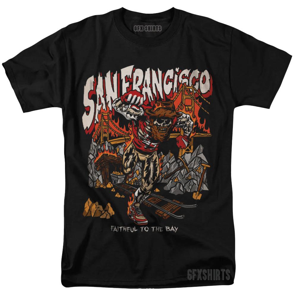 San Francisco 49ers Faithfull Vintage Style Skeleton Black T-Shirt Unisex T-Shirt L