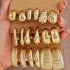18-delige Set C-vormige Vintage Punk Oorbellen Lichtgewicht Goud Zilver Kleur Waterdruppel Hoepeloorbellen Gedraaid Ontwerp Creatief