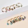 Natural Stone Beads Flower Rings For Women Stainless Steel Jewelry Female Summer Accessories Open Adjustable Couple Rings Gift