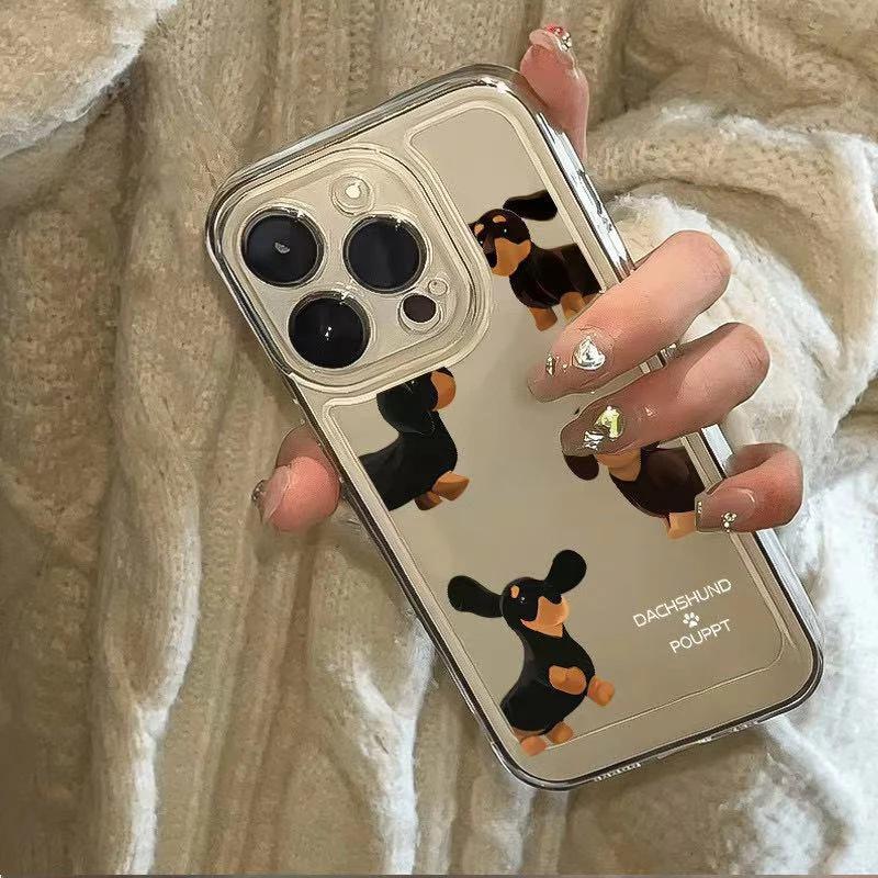 Korean Dachshund Suitable for Apple 16/17Promax Mobile Phone Case IP15 Transparent 14 Space Case 13/12 Soft 11