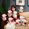 1Pc 25Cm Lovely Christmas Snowman Plush Toys Kawaii Snowman Wears Santa'S Hat Scarf Loose Coat Doll For Xmas Party Decor Gift
