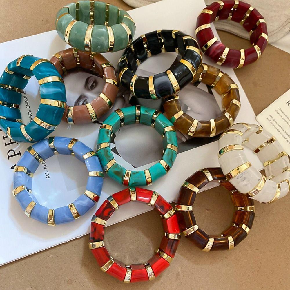 Europe American Style Elastic Bracelet Resin Exaggerated Bracelet Unique Acrylic Bangle Gift