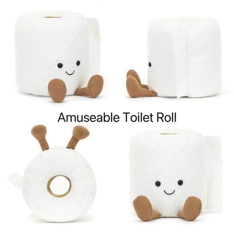JC Toilet Paper Series Plush Stuffed Doll Cute Plush Paper Soft Cartoon Chidren Toy Bag Charm Desktop Decore Girl Boy Fun Gift