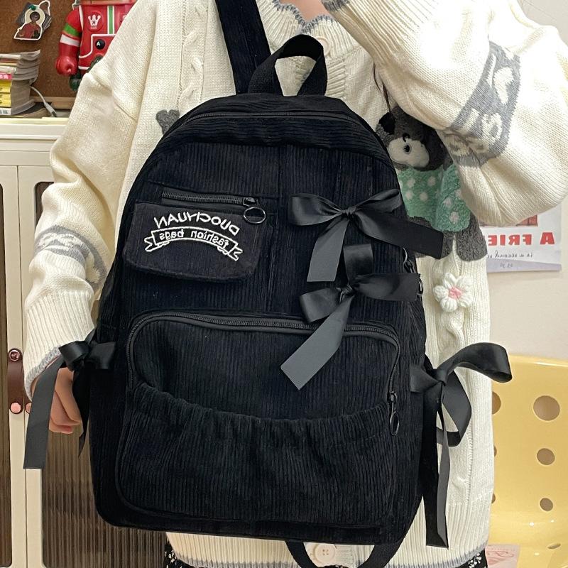 ins wind bow backpack ribbon junior high school students primary school students casual versatile backpack women's niche backpack