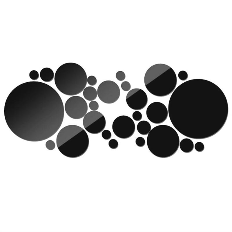 26/24pcs Geometric Circle Mirror Wall Sticker DIY Home Background Bedroom Decor 3D Accessories Stereo Removable Round Mirror