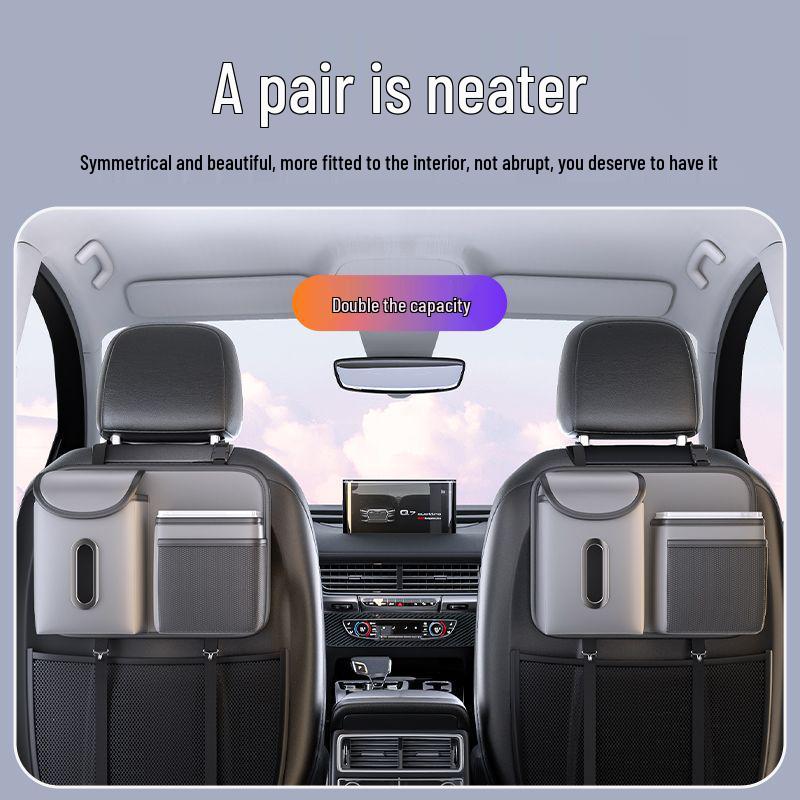 Car Hanging Trash Can and Storage Bag with Tissue Box Holder