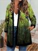 Women's Crew Neck Long Sleeve Cardigan Oversized Vintage Ethnic Print Plus Size Open Front Jacket Casual Outerwear