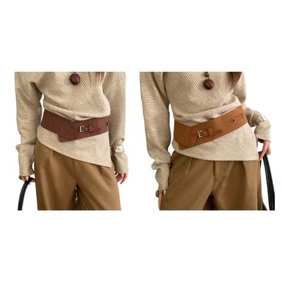 Stylish Wide Belt Slimming Waist Effect Matte Texture Sash For High Waist Pants Skirts Business Travel Date
