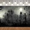 Spooky Halloween Haunted House Tapestry Moon & Pumpkin Wall Hanging for Living Room Party Home Decor Room Decoration