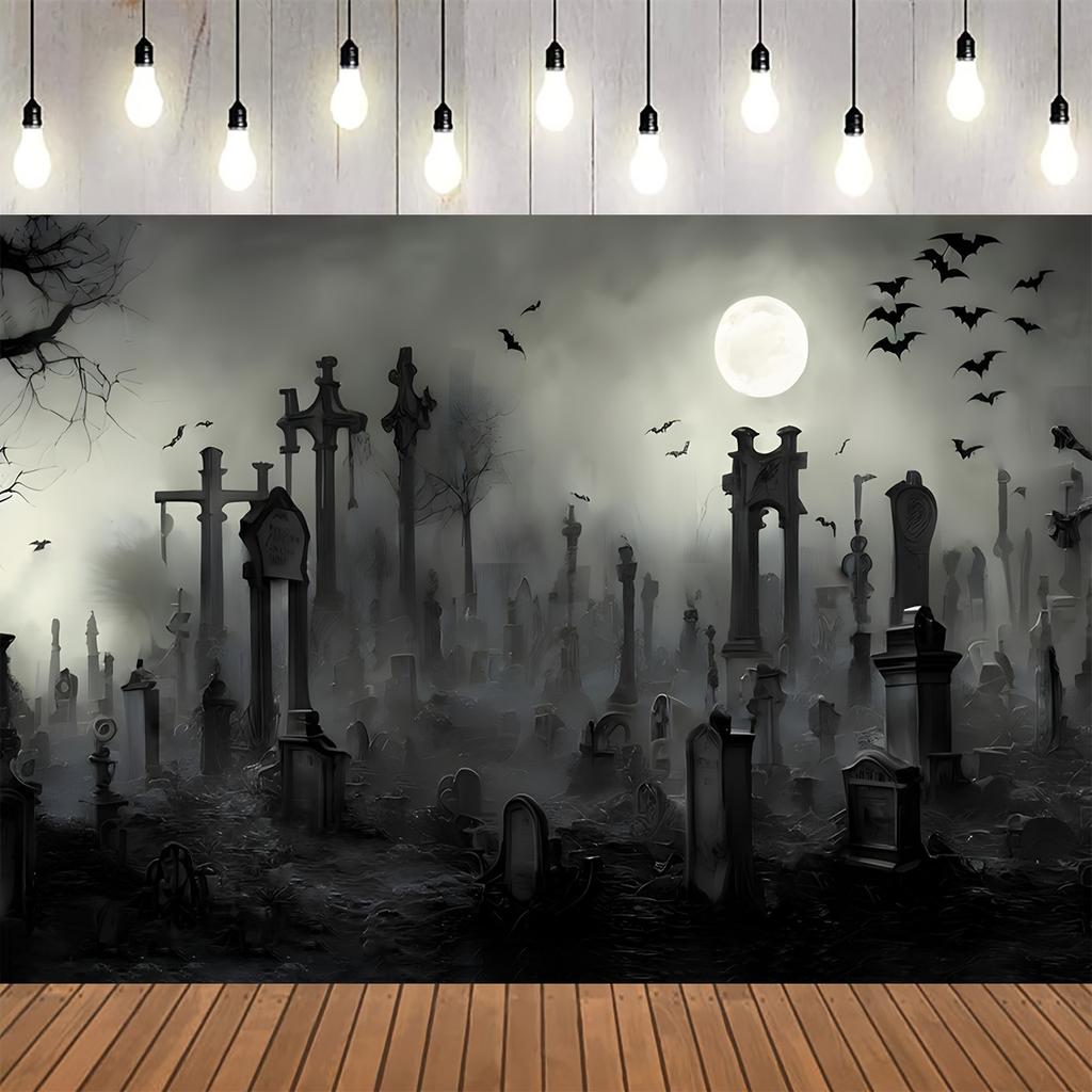 Spooky Halloween Haunted House Tapestry Moon & Pumpkin Wall Hanging for Living Room Party Home Decor Room Decoration
