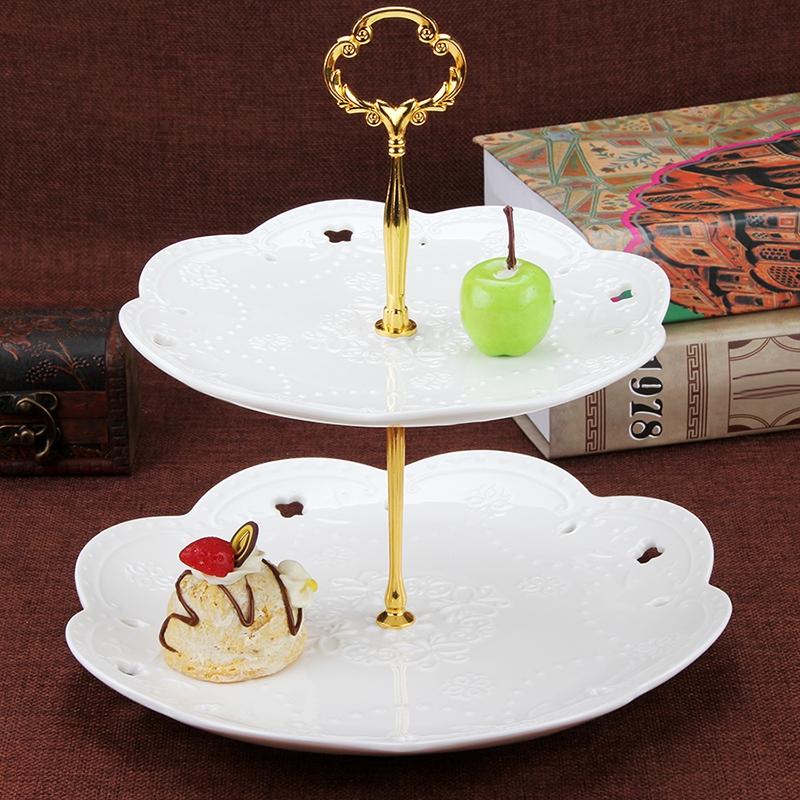 Versatile Sunflower Type Gold Silver Fruit Cake Plate Stand Holder