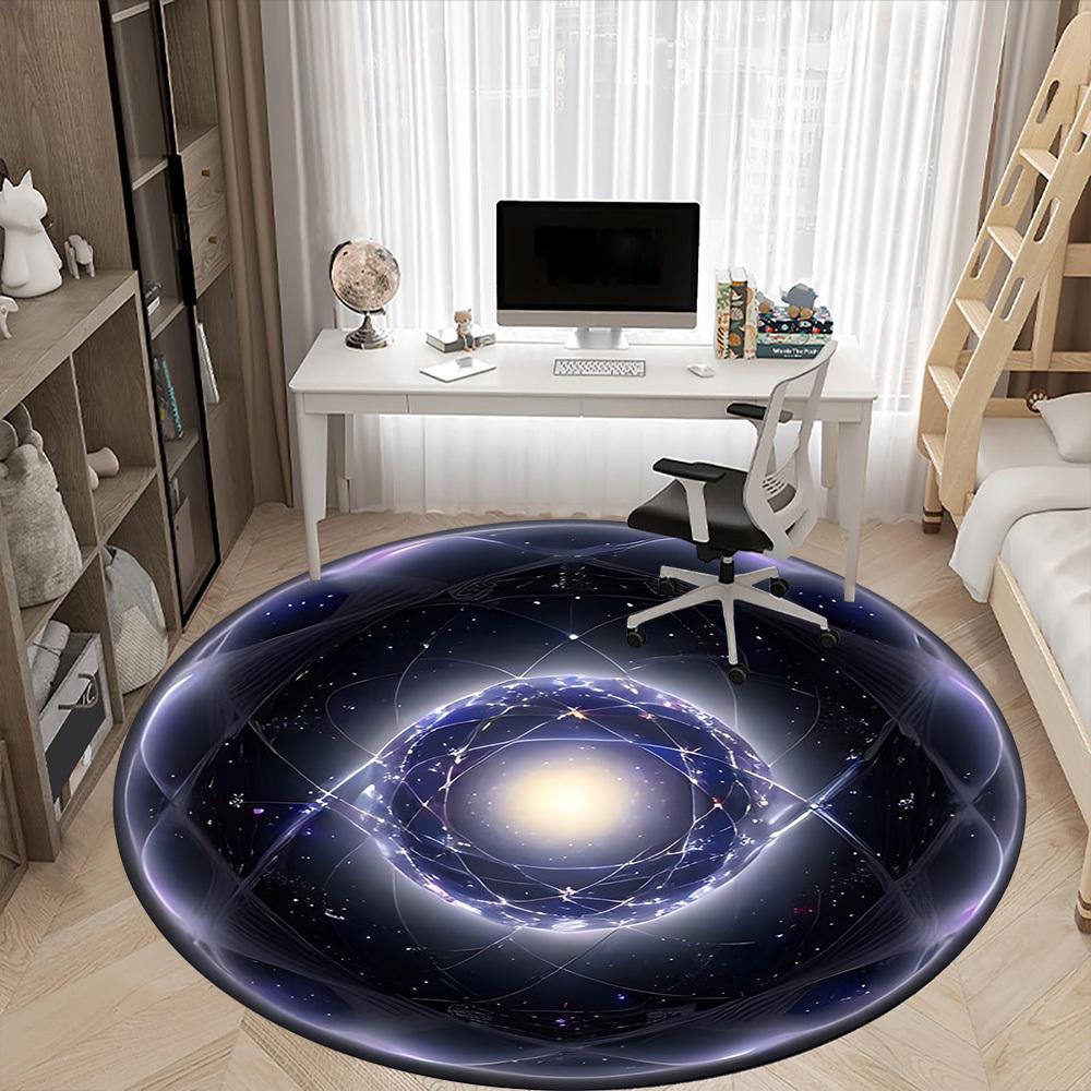 1pc Cosmic Sphere Carpet for Office Non-Slip, Round Carpet, Soft & Comfortable, Carpet for Office, Lightweight Round Floor Mat