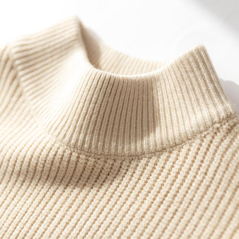 Semi-tall Collar Men's Sweater Thickened Warm Slim Bottoming Knit Sweater Long-sleeved Inner Sweater Autumn and Winter Business