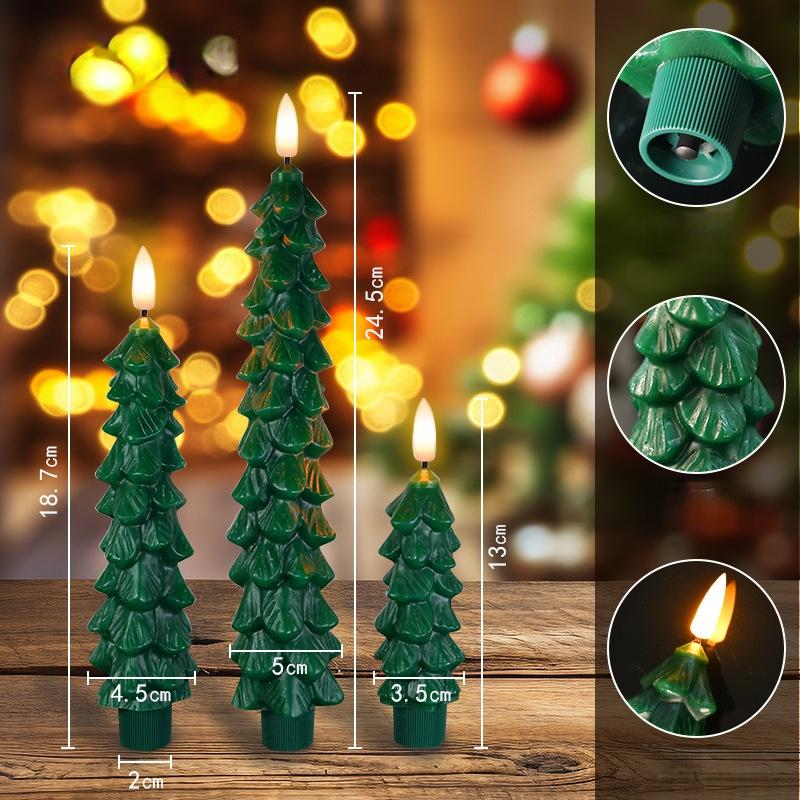 Scandinavian Evergreen LED Candles Minimalist Tree Shaped Flameless Tapers for Calm Winter Home Styling Paraffin LED Candle