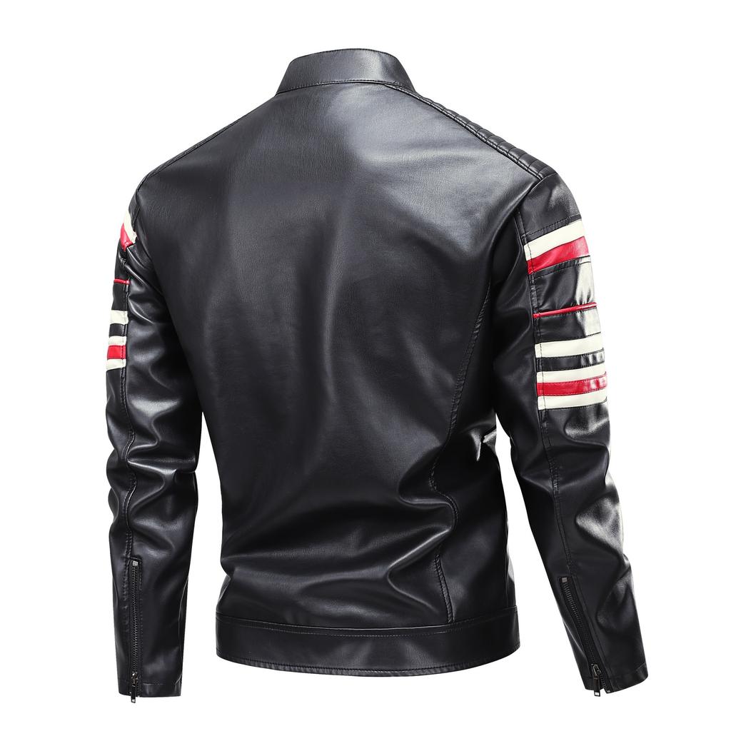 Neue Herbst- und Winter Stehkragen Herren Lederjacke Bestickte Herren Lederjacke Motorradanzug Rennanzug Motorrad